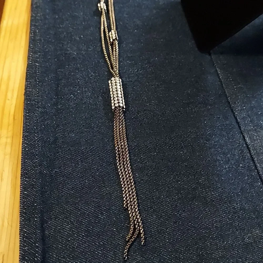 PARKLANE crystal necklace pendant tassel long necklace hematite